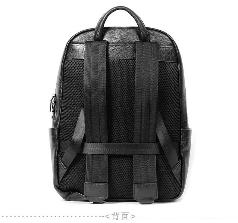 Ba lô nam da bò lớp đầu sức chứa lớn, túi du lịch kiêm túi đựng laptop 16 inch — Màu đen chi tiết 10