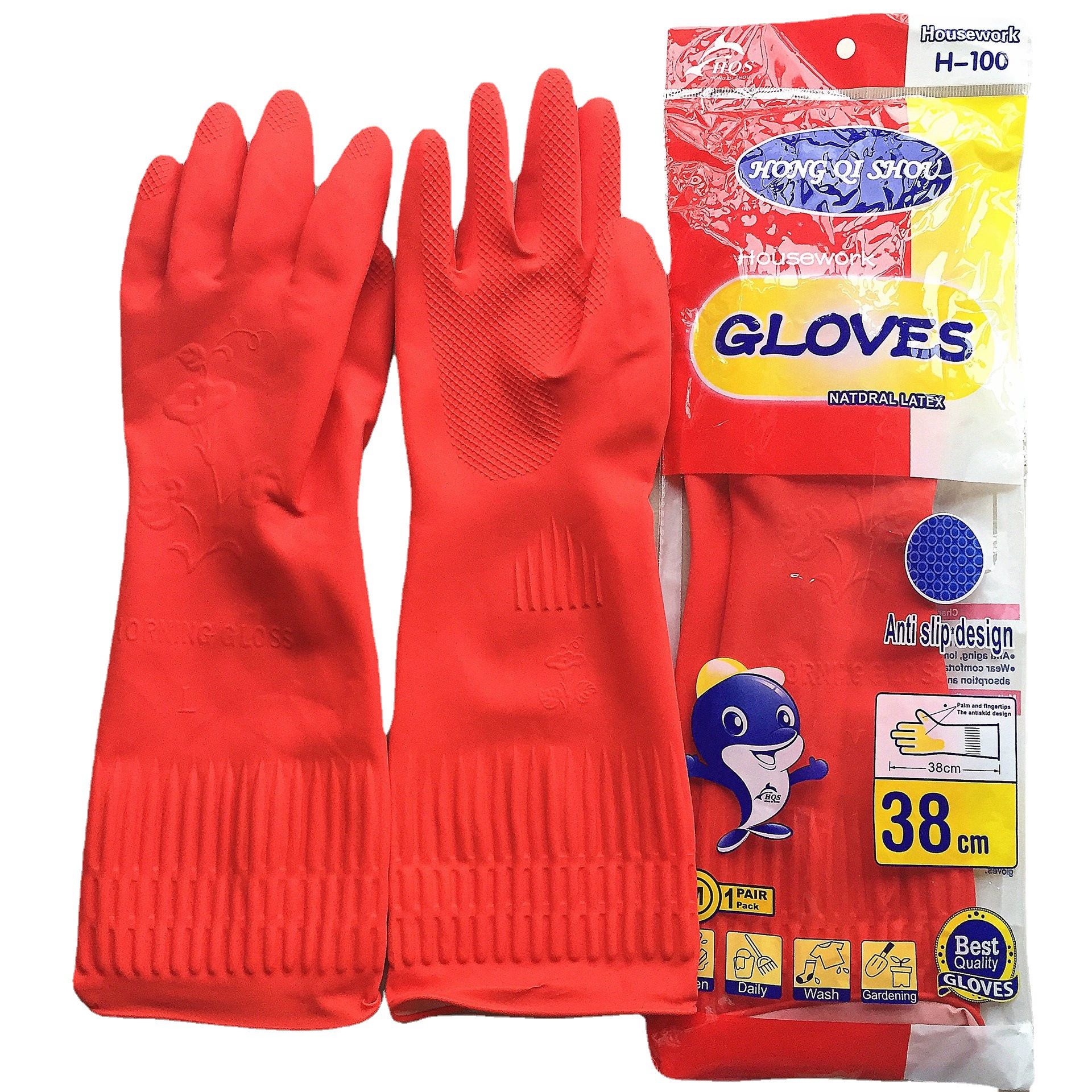 38 см красный флаг первые латексные перчатки удлиненные водонепроницаемые красные длинные чистящие бытовые перчатки Заводской магазин