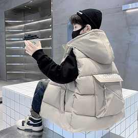 男童秋冬款马甲外套2024新款男孩中大童冬装外穿连帽棉衣冬季棉服