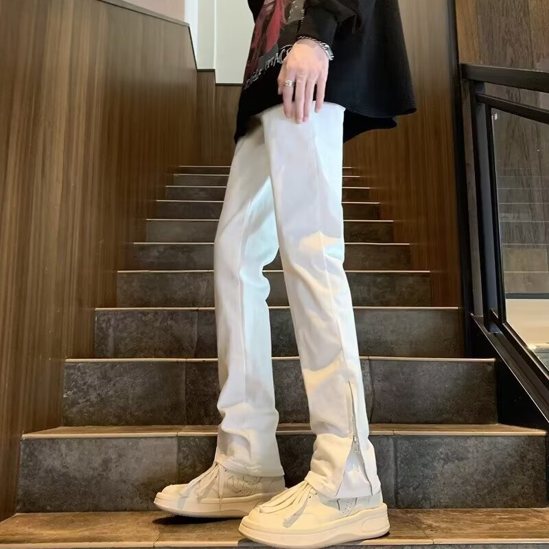 Jeans para hombre Vibe Pantalones rectos negros pesados estadounidenses Pantalones casuales de todo fósforo de la marca de moda de primavera Weila High Street