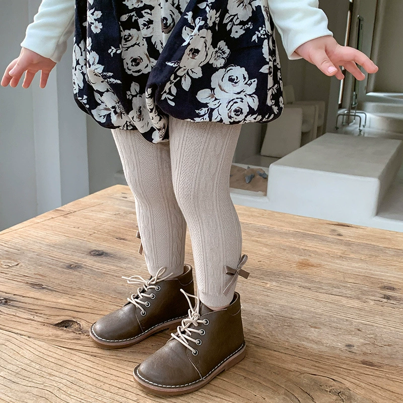 Leggings girl's, thin trousers, children's tights with bow