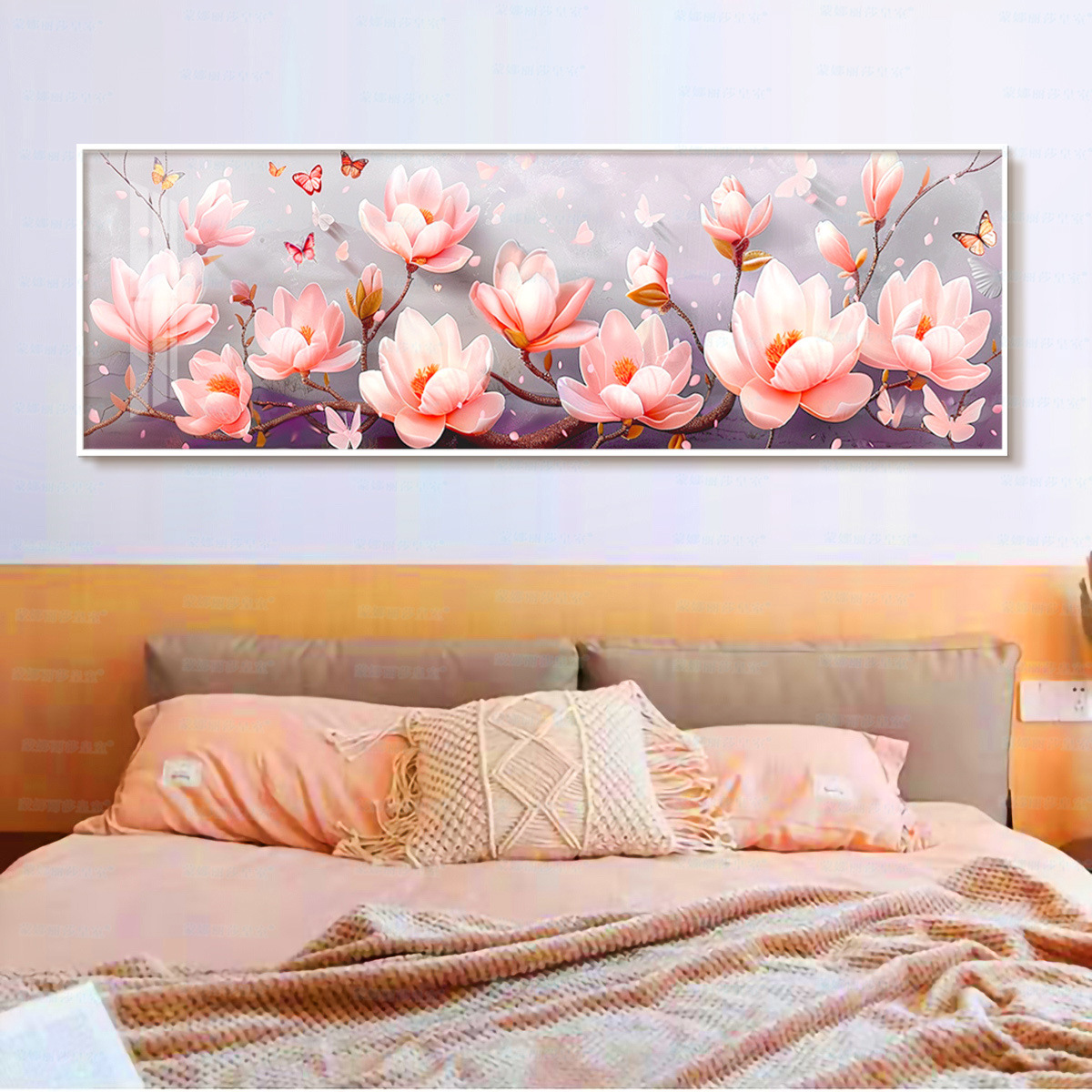 [Algodón importado] Mona Lisa real bordado cruzado rosa magnolia aroma simple y fresco bordado de hilo hecho a mano