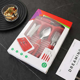 跨境外贸出口南美餐具刀叉勺套装斜尾柄24PCS不锈钢餐具套装批发