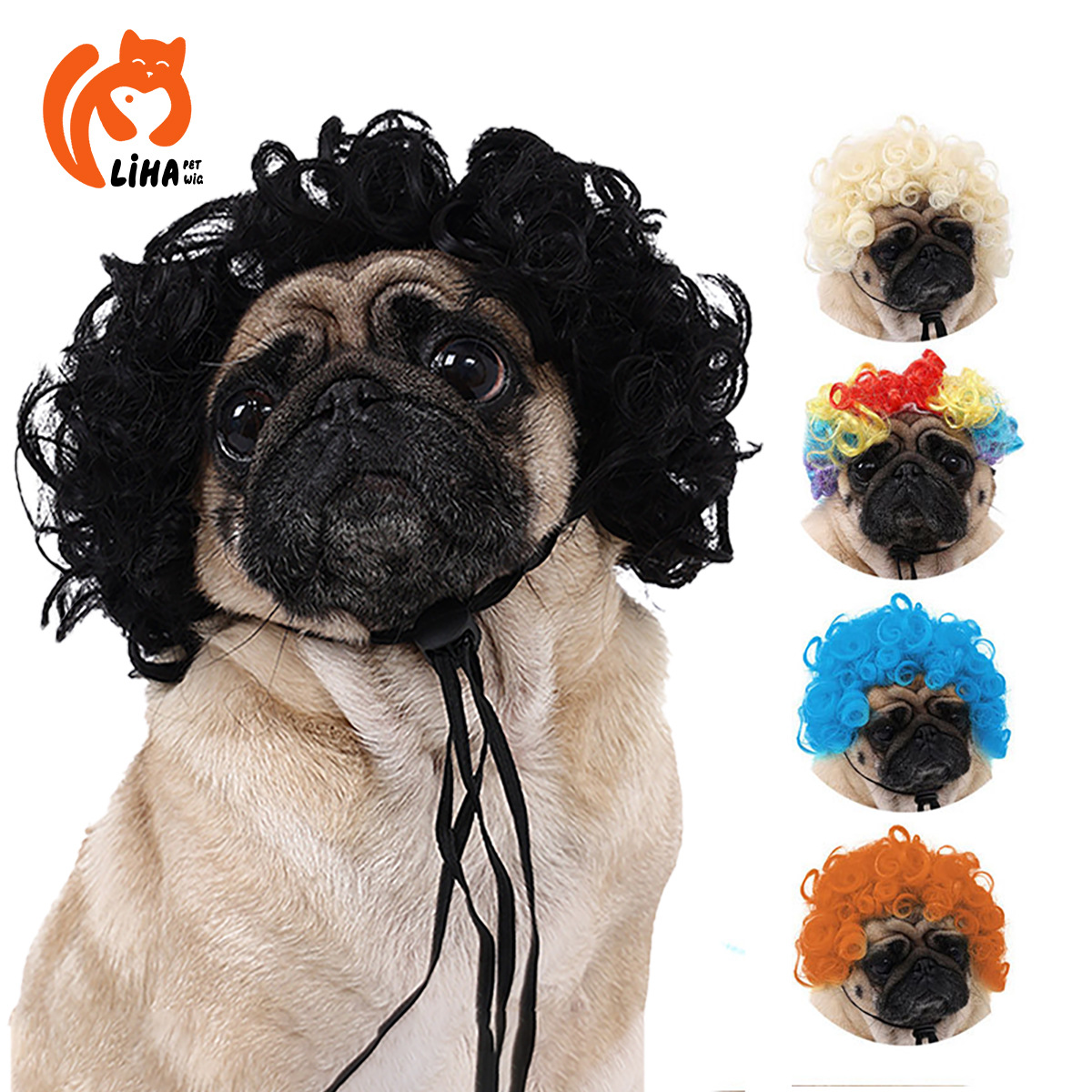 Cross-border Pet Wig Dog Cat Wig Cross-border Pet Products Halloween Pet Accessories Explosive Head Curly Hair