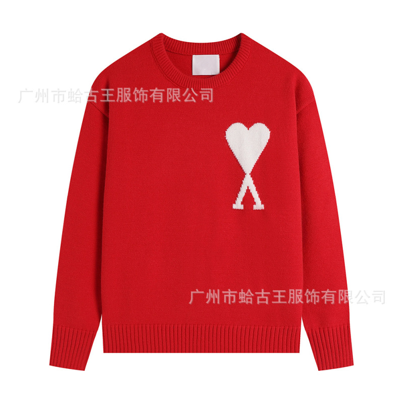 AMI ANCIENT 秋冬新款男女情侣休闲圆领毛衣提花爱心保暖针织上衣|undefined