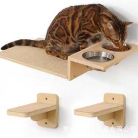跨境木质猫爬架墙壁式不占地猫窝猫架木制猫抓柱猫咪玩具猫跳板