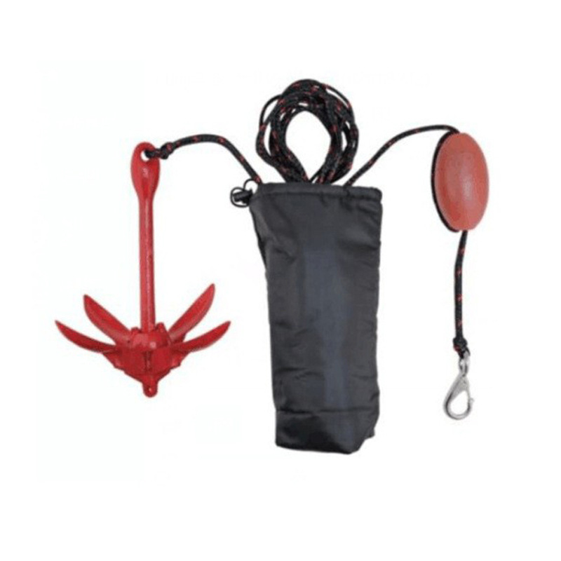 Factory wholesale marine red folding anchor red paint anchor rubber boat fishing boat special anchor with anchor rope