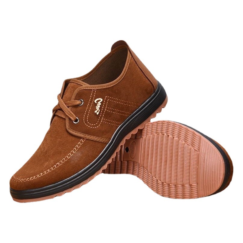 Wholesale Old Beijing Cloth Shoes for Men, Wear-Resistant, Non-Slip, Ultra-Thick Tbottomon-Soled Work Shoes for Men, Lightweight, Breathable Walking Shoes