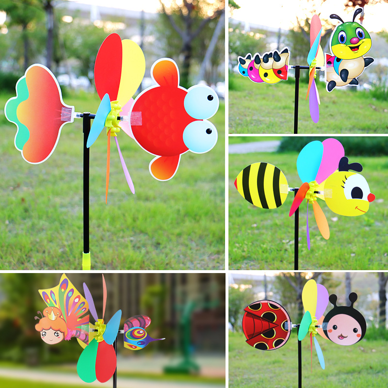 three dimensional cartoon plastic windmill toy for kindergarten