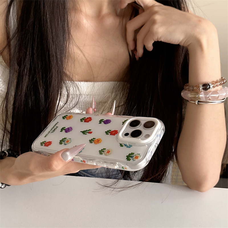Los bloques de construcción de nicho de flores de colores son adecuados para 15ProMax Apple 16Pro funda para teléfono iphone14 femenino 16PM