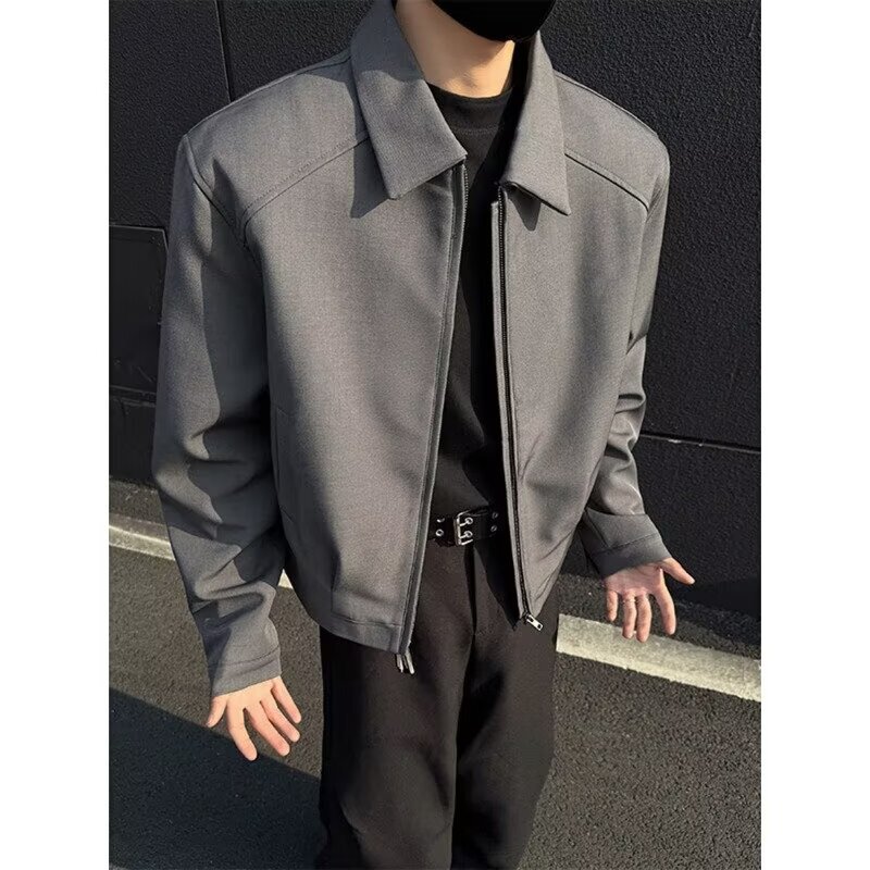 Old Money Style Padded Shoulder Short Lapel Blazer for Men, Spring and Autumn Korean Fashion Cleanfit Cool Executive Jacket Old Money Style Padded Shoulder Short Lapel Blazer for Men, Spring and Autumn Korean Fashion Cleanfit Cool Executive Jacket