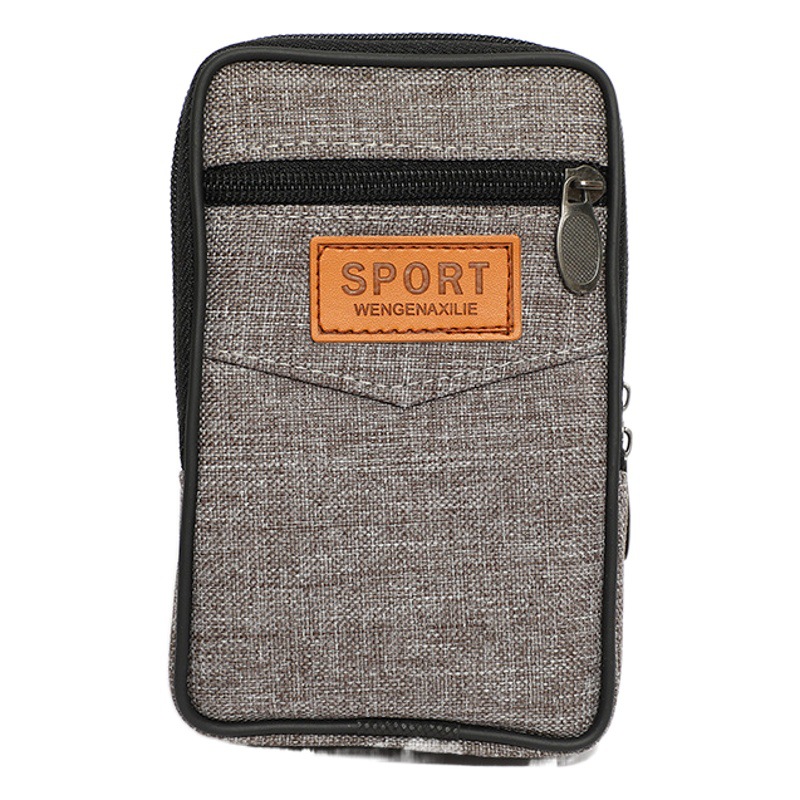 Korean Men's Waist Bag Fashionable Canvas Three-Layer Coin Purse Outdoor Casual Wear Belt Large Capacity Waist Bag Mobile Phone Bag