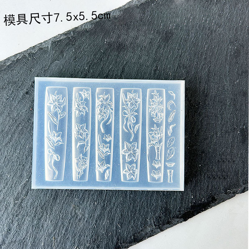 Molde de manicura amor arco en relieve flor ornamentos molde abrasivo alta permeabilidad estereoscópica DIY decoración molde de silicona