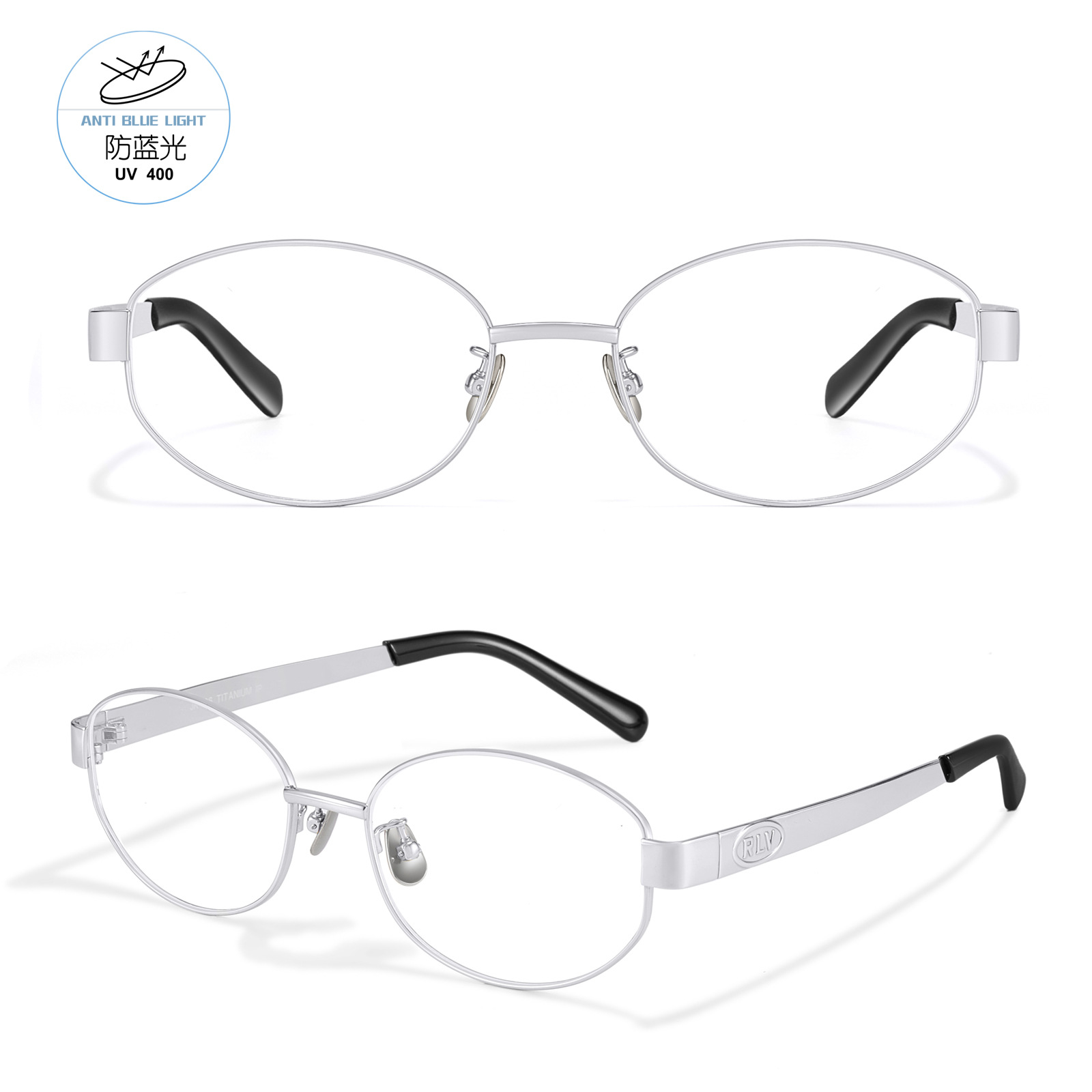 Fakeme 同様の海外娘高知性メガネフレームオーバルオールドマネースタイルレトロチタンフレームノーキャップ卸売