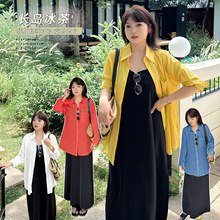 MJ520轩辰微胖大码韩版轻薄衬衫 夏款宽松慵懒风衬衣休闲外套上衣