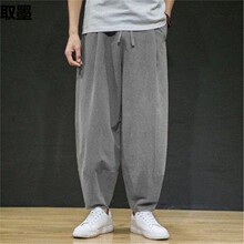 春夏款禅修裤男中国风打坐男装棉麻灯笼裤宽松居士服禅意长裤子