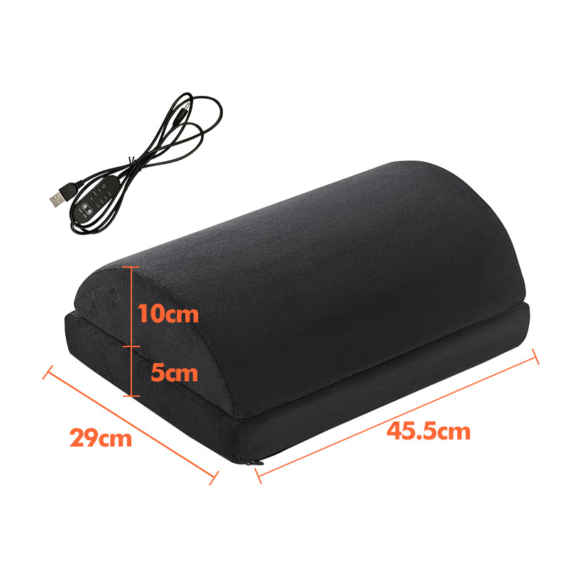OEM Adjustable Height Heated Footrest Home Office Multifunctional Foot Warmer (Universal Foot Pad) - 43291015cm-black