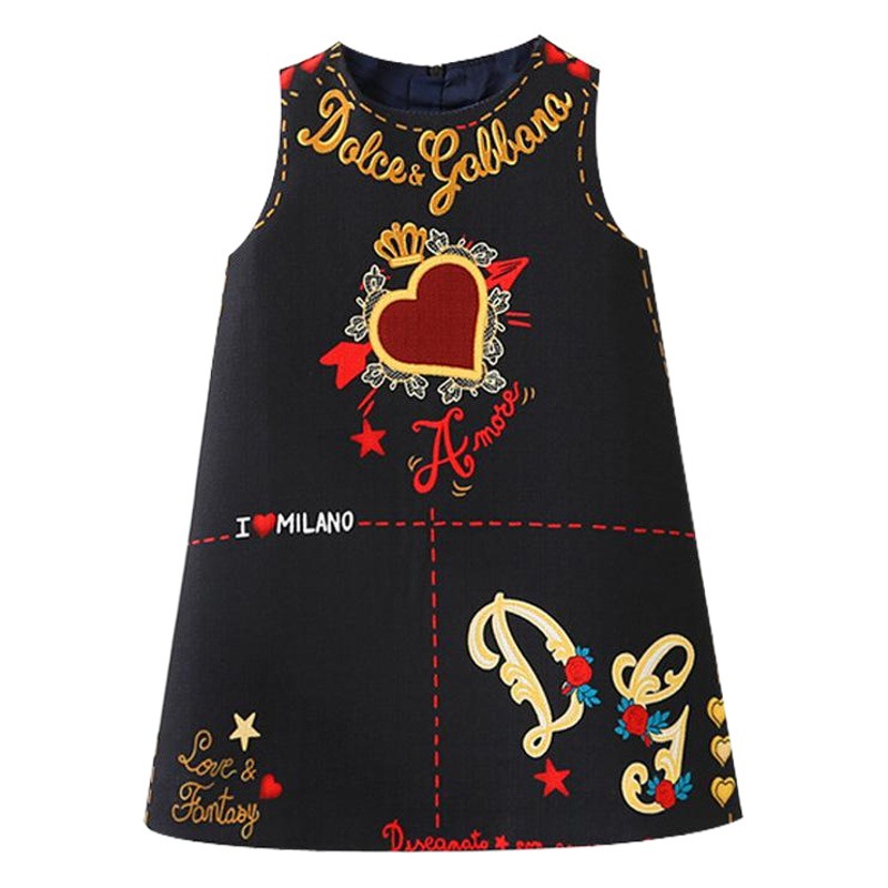 2022 nueva falda para niños falda de amor para niñas Vestido de estilo europeo y americano falda de chaleco sin mangas estilo occidental ropa para niños de comercio exterior