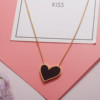 Brand advanced chain for key bag  stainless steel, black necklace heart-shaped, does not fade, high-quality style, simple and elegant design