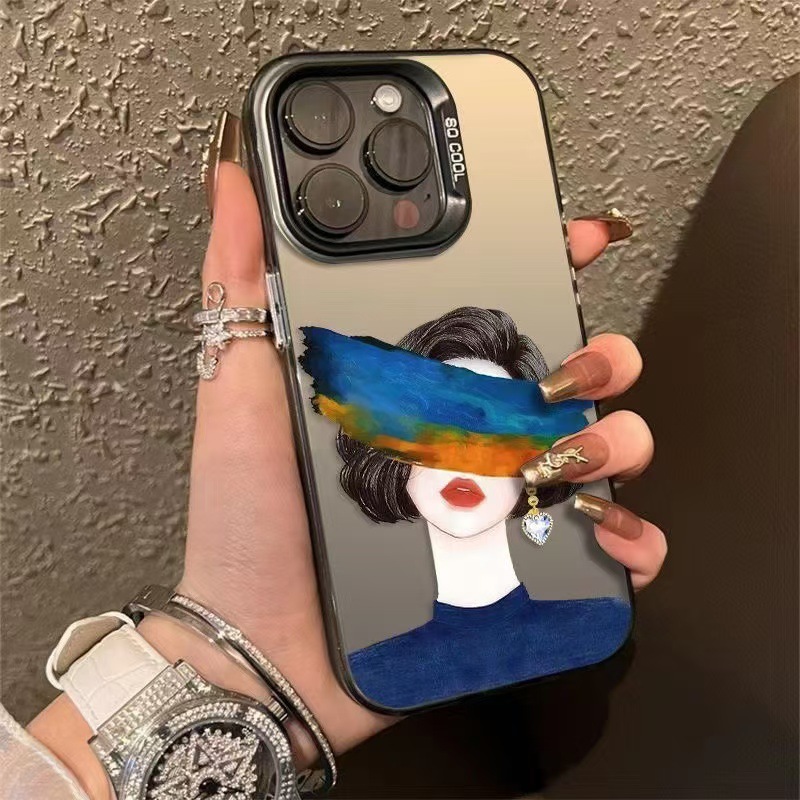 Nueva chica artística para iPhone 16 funda para teléfono móvil Apple 15promax/14 anti-caída 13pro personalidad 12