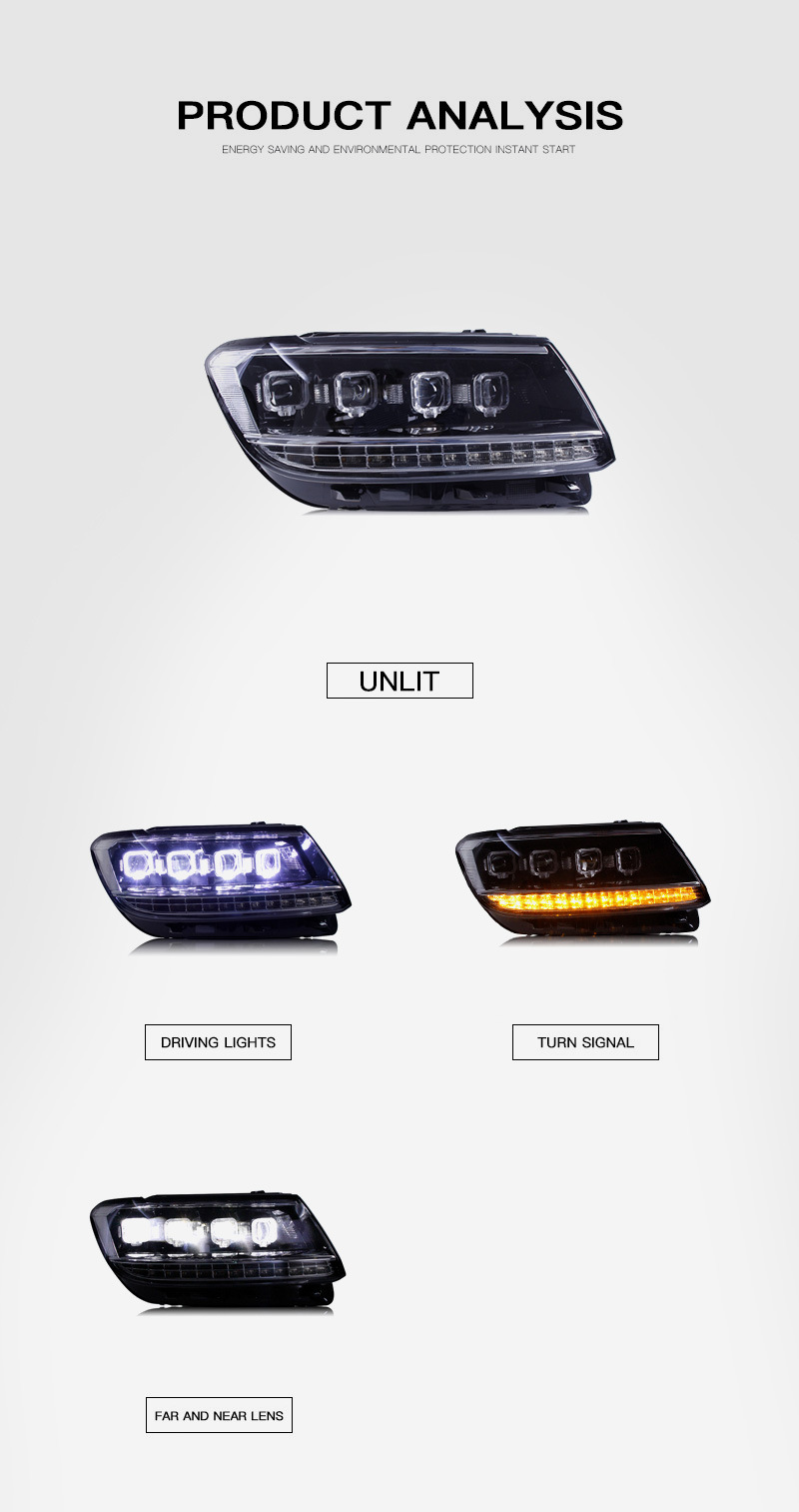 Suitable for Volkswagen Tiguan L headlight assembly modified LED daytime running light running water turn light LED lens headlight