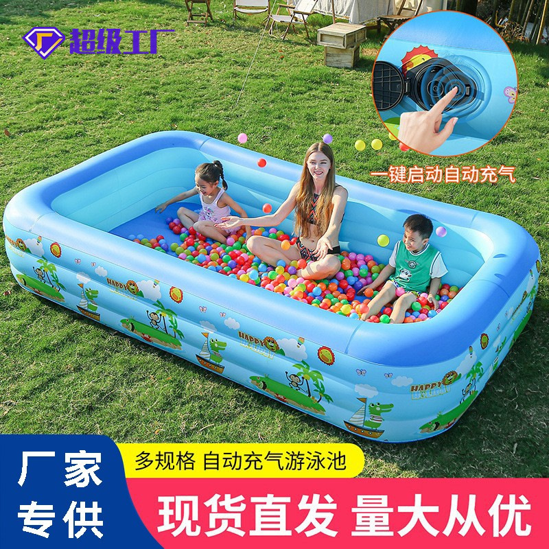 Nueva piscina inflable, baño plegable al aire libre para adultos con estampado azul y blanco grueso, piscina para bebés