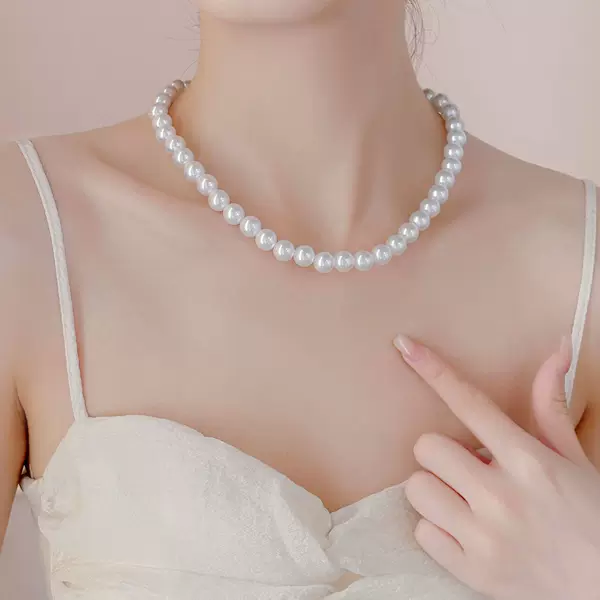 Pearl Necklace, Pearl Chain, Clavicle Chain, Ins-Style High-End Neck Chain for Women, Niche Light Luxury Necklace, Imitation Pearl