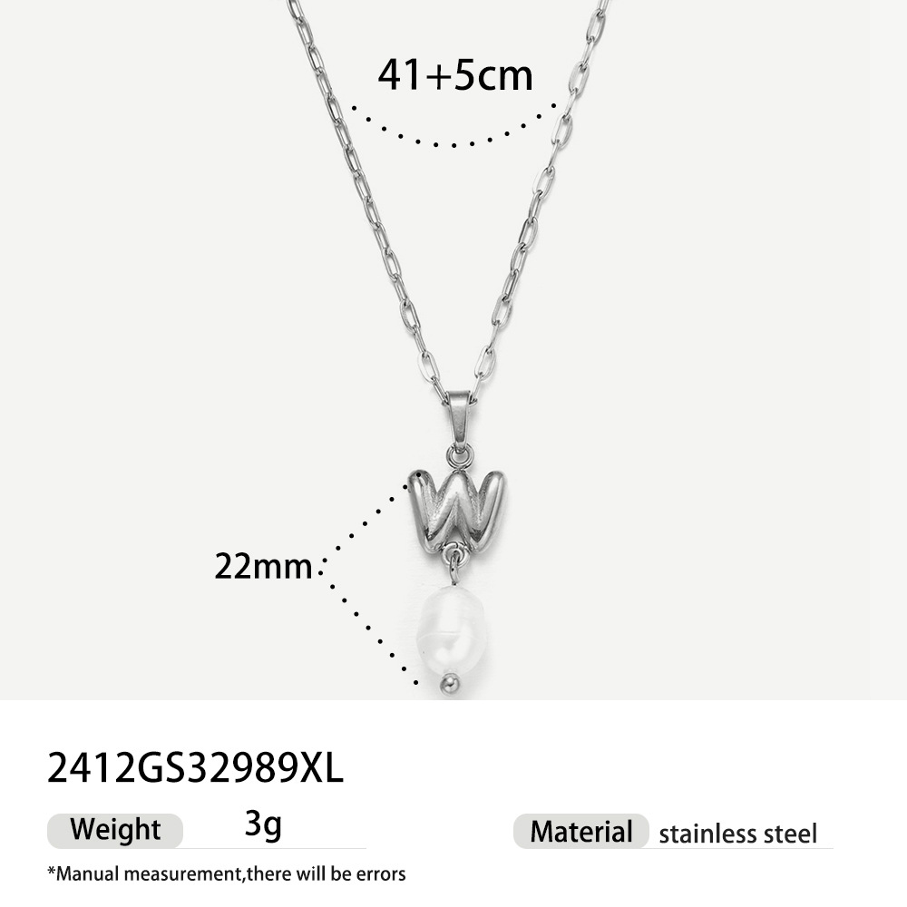 TENA collar de acero inoxidable de perlas verdaderas simplista de alto nivel nicho de diseño de acero de titanio collar de collar para mujeres image 13