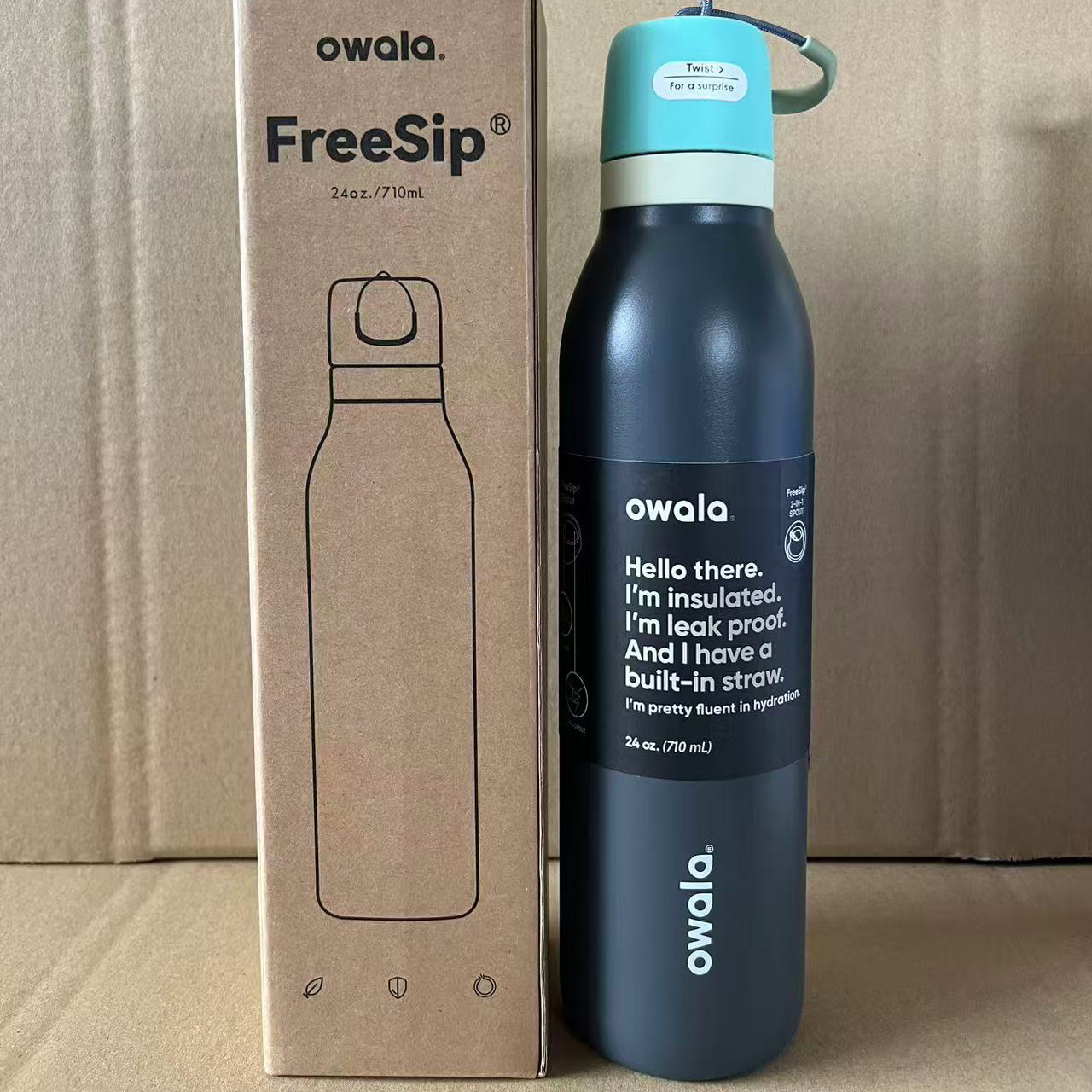 Owala mismo estilo, pajita portátil de gran capacidad, taza doble para beber, termo de acero inoxidable 304, hervidor de agua para deportes al aire libre portátil