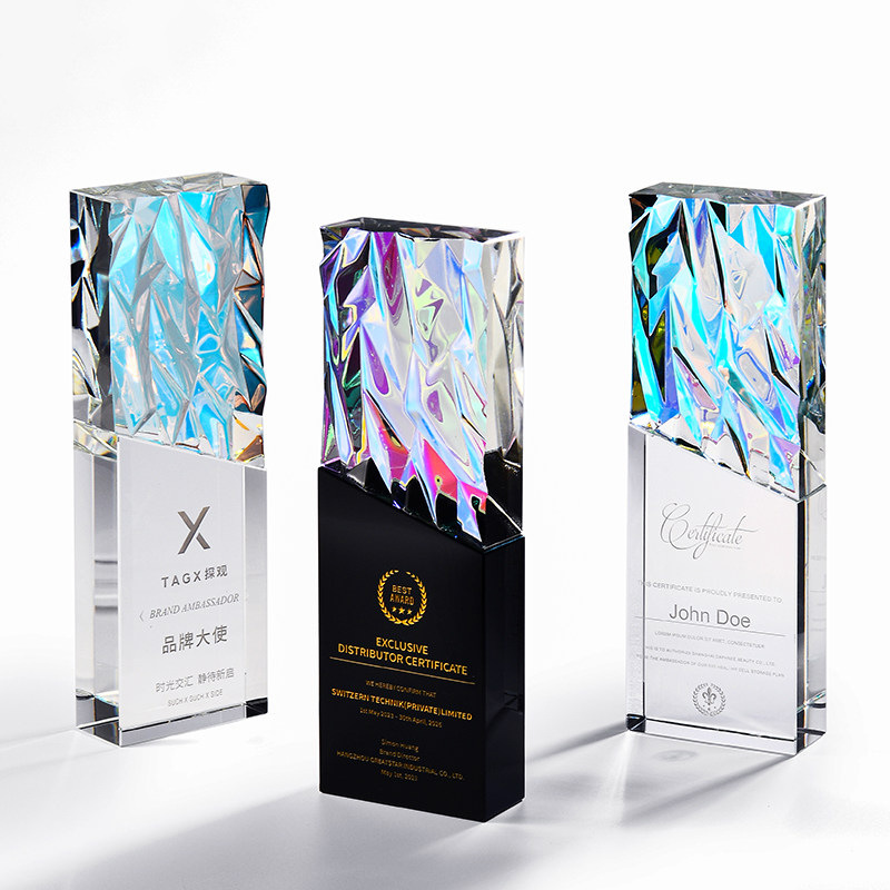 Trofeo de Cristal Deslumbrante de Cristal con Caja de Regalo para Premiaciones y Regalos Empresariales