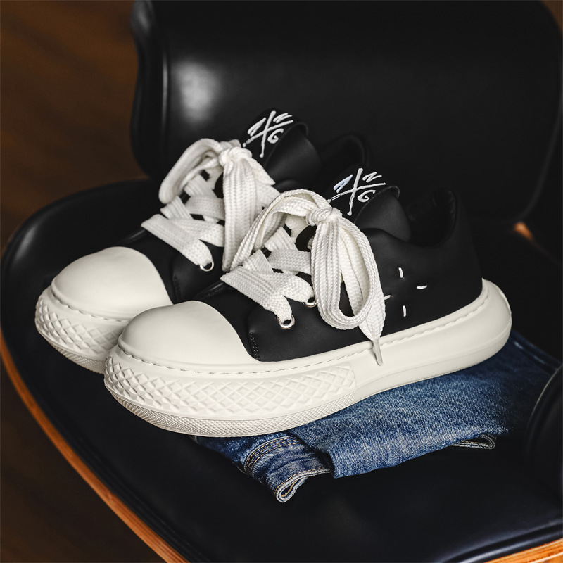 2024 neue Kippkopf-Großkopfschuhe dicke Sohle erhöhen alle Freizeitschuhe Mode Rundkopf-Sportschuhe_voghion.com