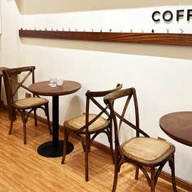 网红ins风奶茶店桌椅组合日系咖啡店小方桌甜品烘焙店商用餐椅
