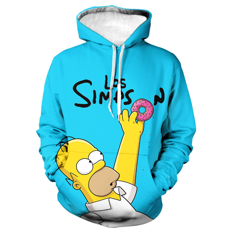 2023 New Export Model the Simpsons 3D Digital Print Cartoon Couple's Hoodie Pullover Top