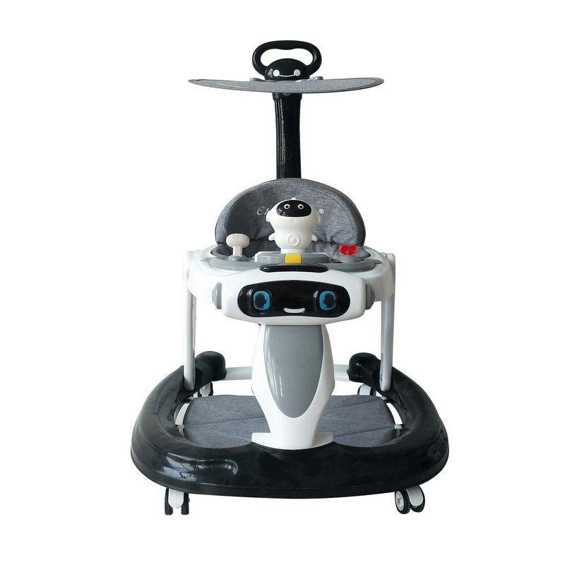 Andador para bebés con mango de empuje, juguete musical educativo para sentarse, bandeja desmontable, altura ajustable, antivuelco. image 7