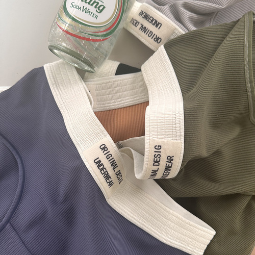 N8364 5A Antibacterial 50 Count Cotton Rib Retro Contrast Color Women's Pants Letter Elastic Waist Cotton Crotch Briefs