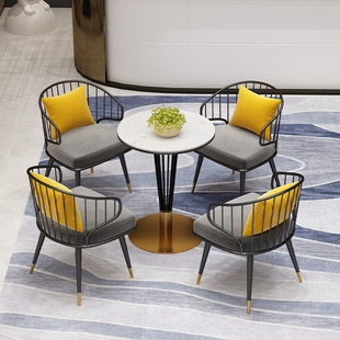 Now simple negotiation table and chair combination milk tea shop dessert shop leisure table and chair coffee shop reception table four chairs
