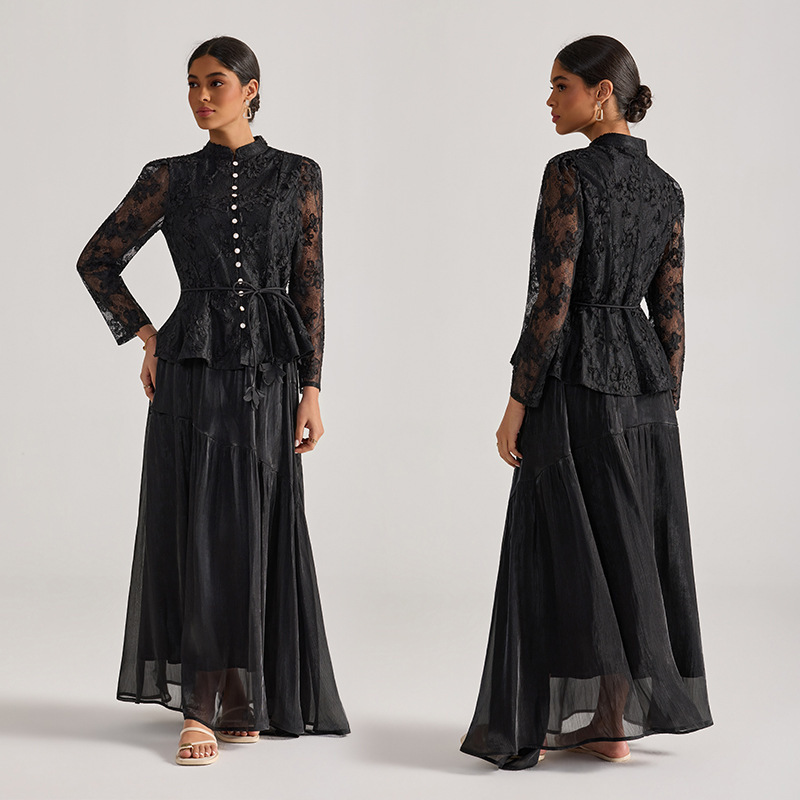 Cross-Border 2026 Spring and Summer New Style Palace-Style Embroidered Long-Sleeved Lace Top and Skirt Two-Piece Suit for Women Cross-Border 2026 Spring and Summer New Style Palace-Style Embroidered Long-Sleeved Lace Top and Skirt Two-Piece Suit for Women