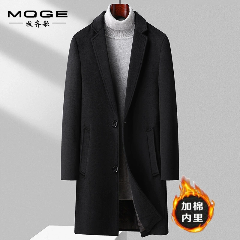 Новое осенне-зимнее мужское шерстяное пальто, костюм средней длины, хлопковый воротник и утолщенное шерстяное пальто, Тренч, Мужское пальто