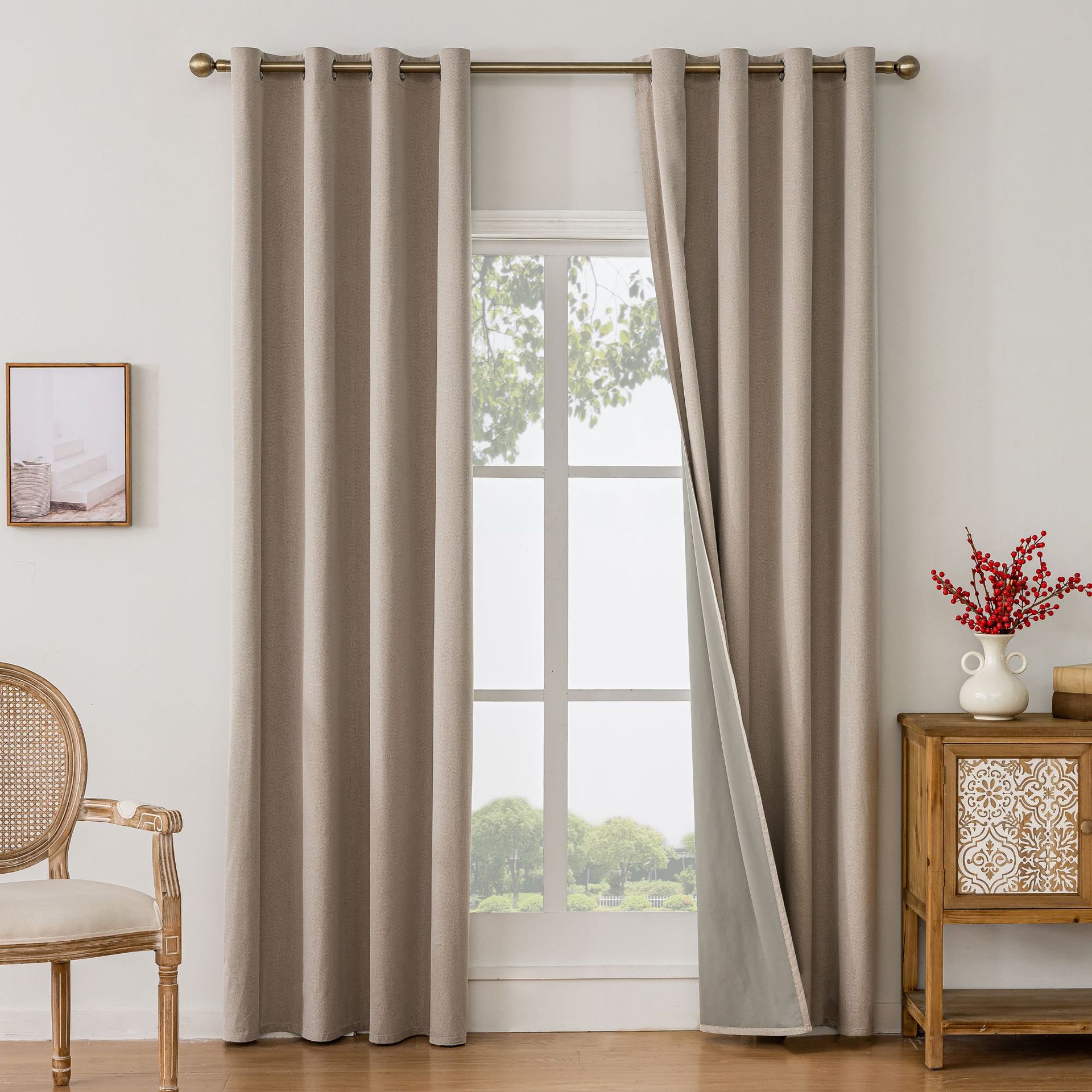 Suministro transfronterizo exclusivo para el comercio exterior de Amazon, cortinas opacas de lino sintético para dormitorio y sala de estar, cortinas al por mayor de Shaoxing.