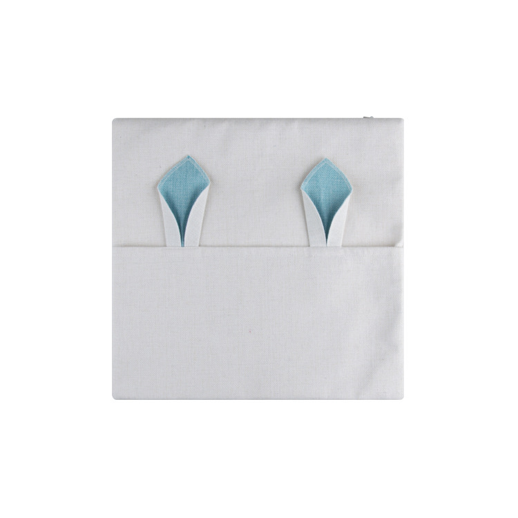 Transferencia Térmica funda de almohada conejo de Pascua cinturón de oreja funda de almohada de bolsillo salón dormitorio decoraciones 380g funda de almohada de lino de algodón