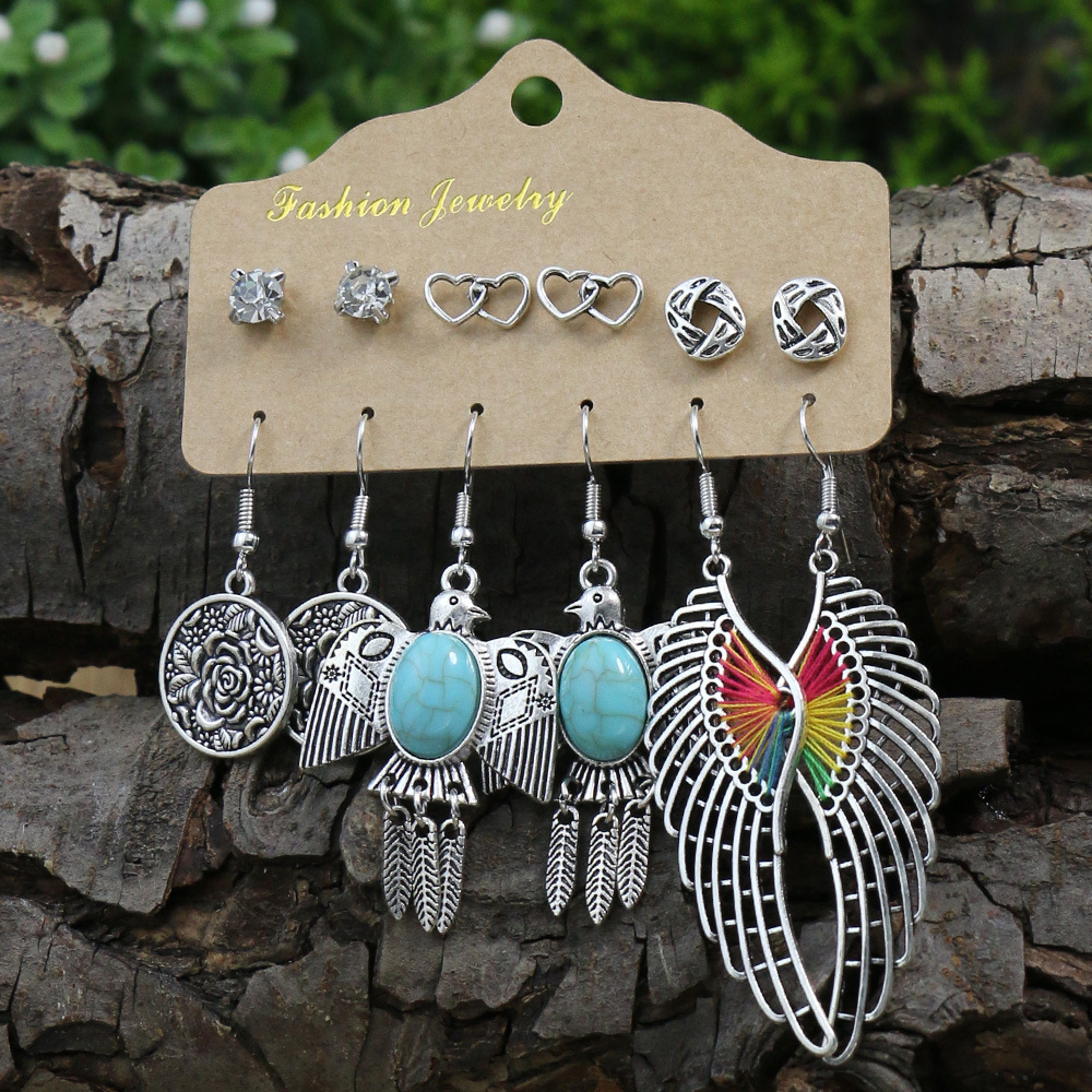 Alloy Material 1 Set Retro Color Block Plating Alloy Drop Earrings