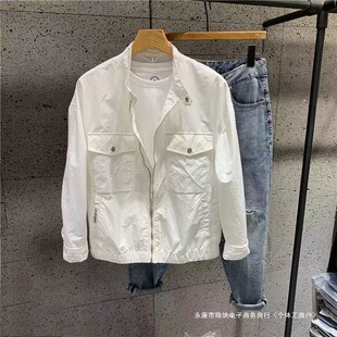 Thin Small Stand-Up Collar Youth Jacket Sun Protection Clothing Trendy Brand Men's Slim and Handsome Workwear Versatile Sun Protection Clothing Jacket Summer