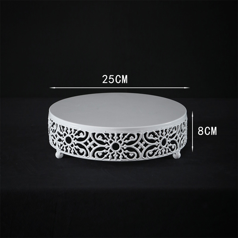 Europa hierro forjado borde de encaje oro alto pie pastel bandeja de fruta decoración de bodas West Point bandeja de pastel de metal