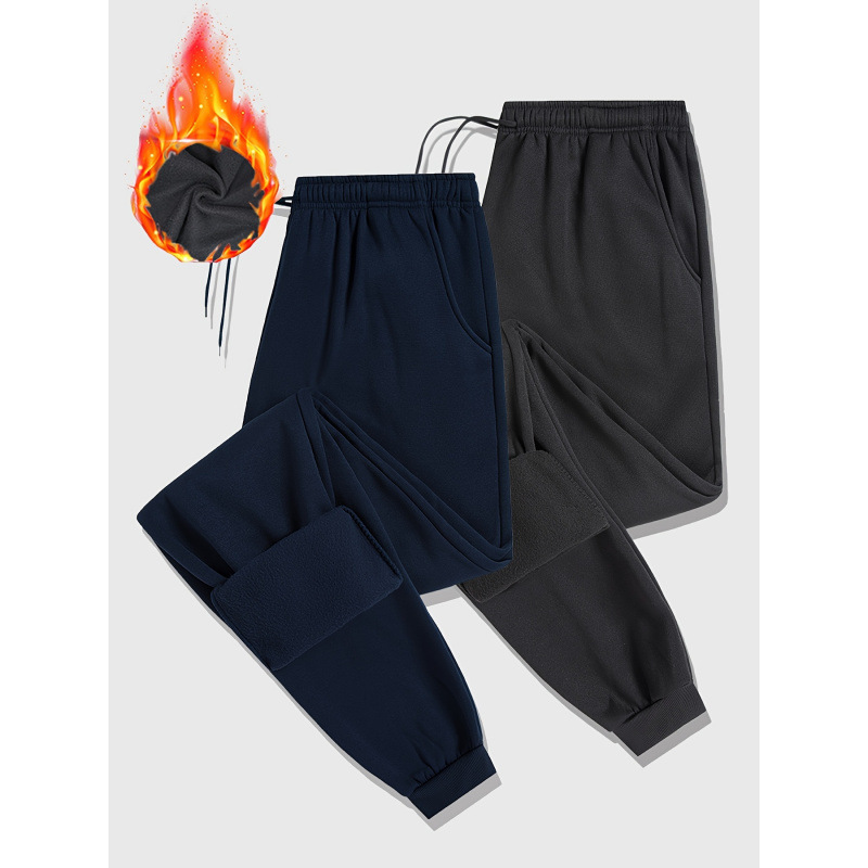 Cross-Border Export Dropshipping Men's Pants Casual Sports Pants Autumn and Winter Fleece Lined Long Style