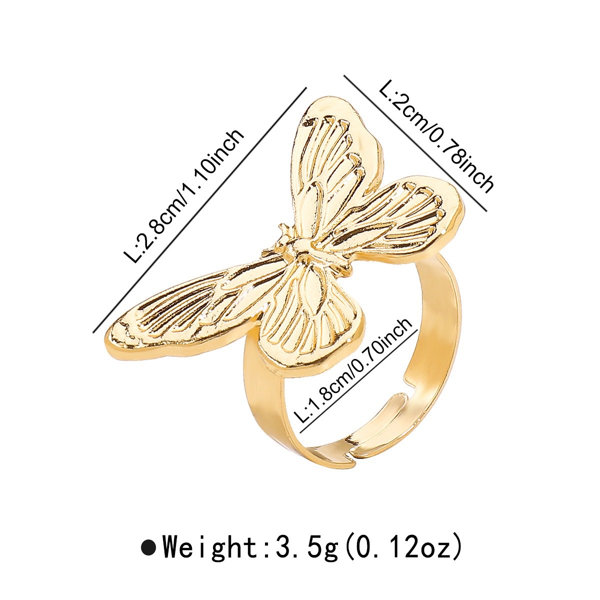 59g Weight Rings, Bracelets Classification 1 Piece Quantity Daily Occasion Alloy Material Solid Color, Butterfly Pattern Women's Gender Ring, Plating Design Exaggerated Style Exaggerated Solid Color Butterfly Alloy Ring Plating Women's Rings Bracelets 23