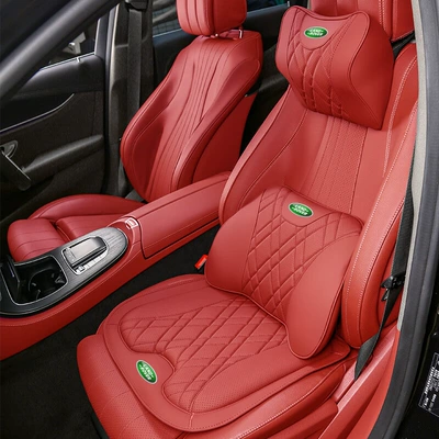 Car roof lining Velar Headrest and Lumbar Support - 1-land-rover-headrest-1-lumbar-support-1-seat-cushion-volcano-red