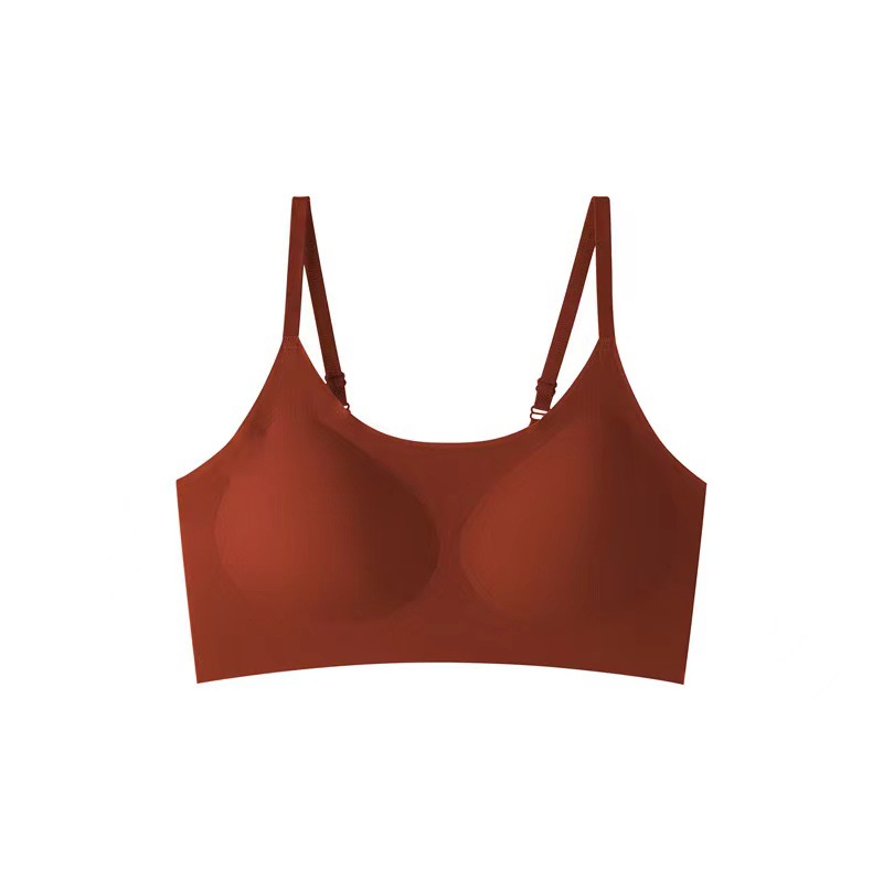 Ropa interior sin marcas de mujer fija copa correa de hombro ajustable verano helado sensación fría pechos pequeños se reúnen sin anillo de acero bra hermosa espalda