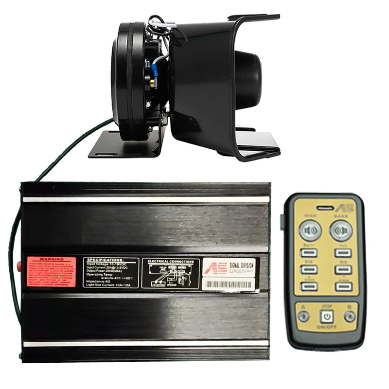 Wireless car siren speaker 300W megaphone high-pitched alarm speaker AS7200S+ round mouth speaker