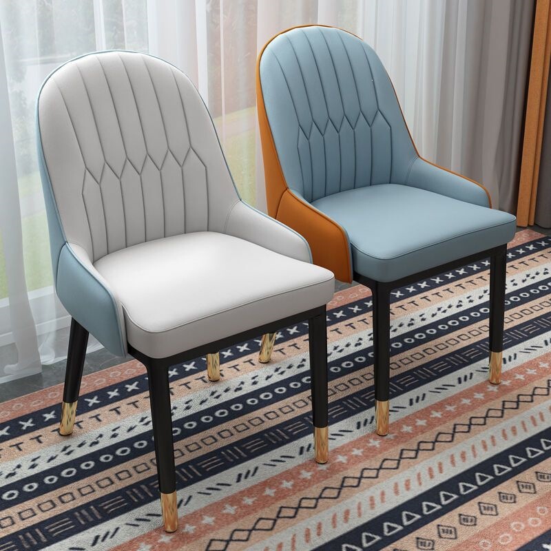 Nordic Light Luxury Dining Chair, Modern Minimalist Home-Use Chair with Backrest, Italian-Style Restaurant Leather Upholstered Hotel Reception Dining Table Chair