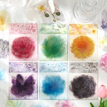 柔情花侍无白墨pet贴纸包花卉贴纸蝴蝶贴画跨境手账贴纸创意贴纸